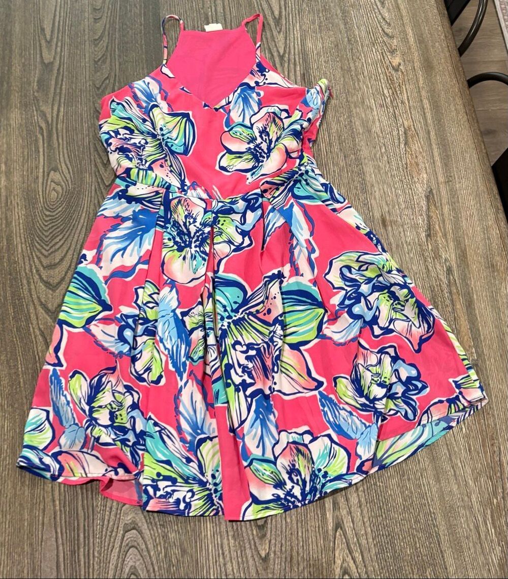 Pink Owl Women's Floral Pleated Halter Summer Mini Dress Multicolor Medium